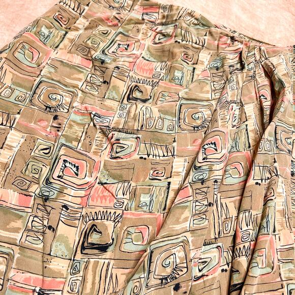 Vintage 90s Jacqueline Ferrar Geometric Print Faux Wrap Silk Maxi Skirt Boho - Picture 4 of 7